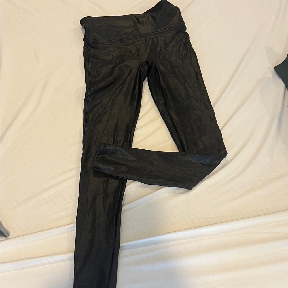 SPANX Black faux leather Leggings with Red Tag